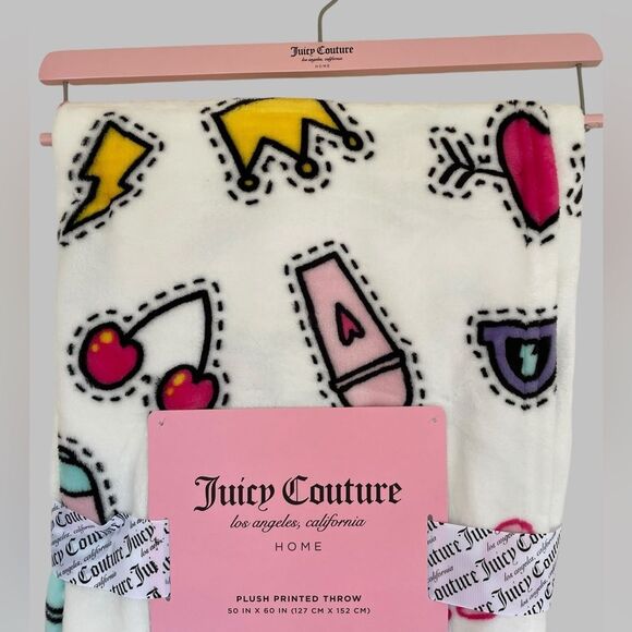 Juicy Couture Super Soft Throw Blanket – Rainbows, Crowns & Sunglasses – 50x60 - Picture 1 of 5